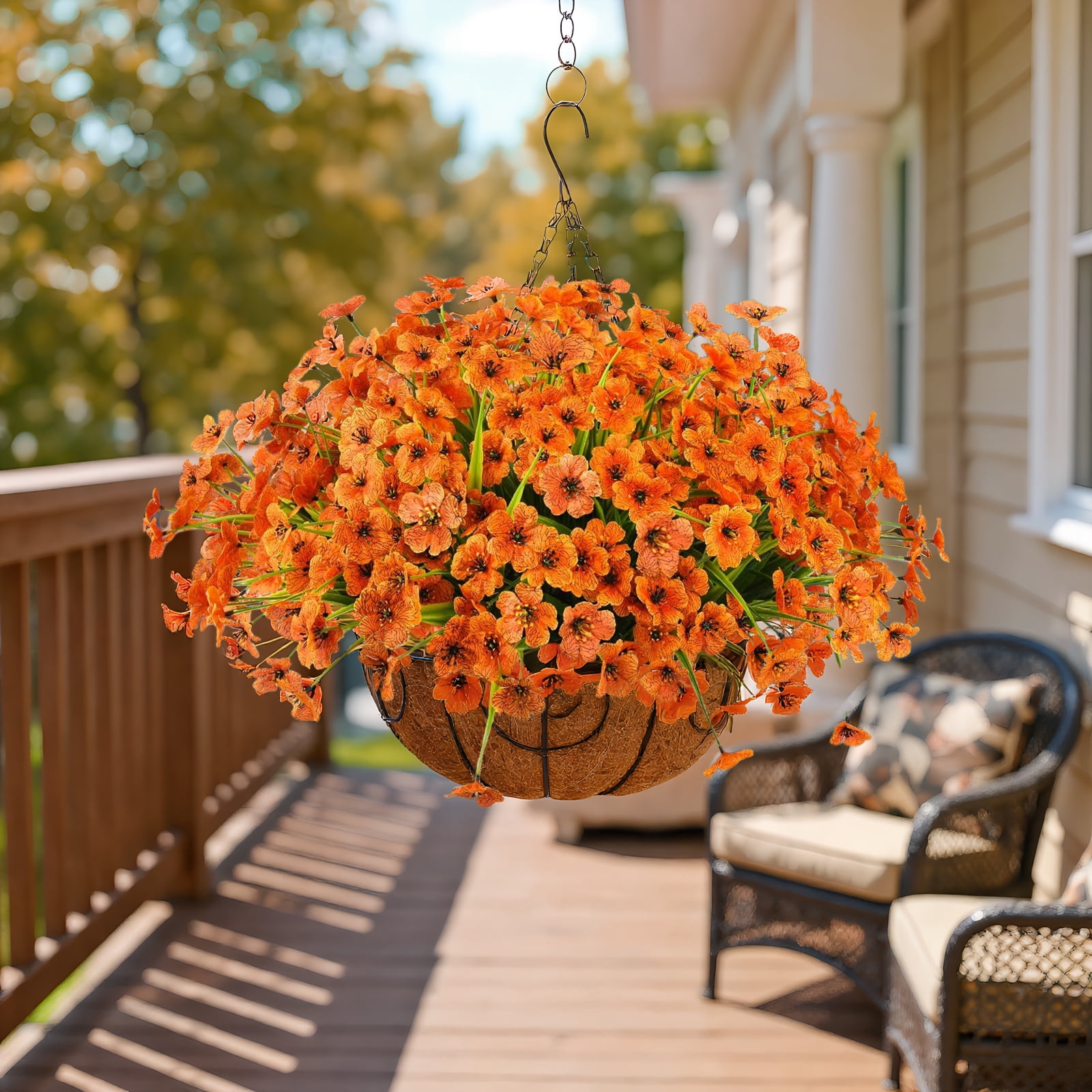 16 Bundles Artificial Fake Plants Flowers for Outdoor Outside Autumn Decor,  Mix Silk Glory UV Sun Resistant Realistic Faux Flowers