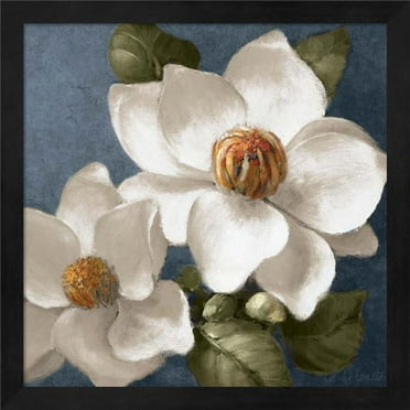 Metaverse R870540-0120000-AEAAAAEAN4 13.25 x 13.25 in. Magnolias on Blue II Framed Wall Art by Lanie Loreth