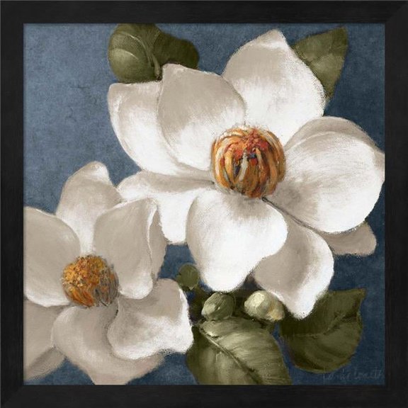 Metaverse R870540-0120000-AEAAAAEAN4 13.25 x 13.25 in. Magnolias on Blue II Framed Wall Art by Lanie Loreth