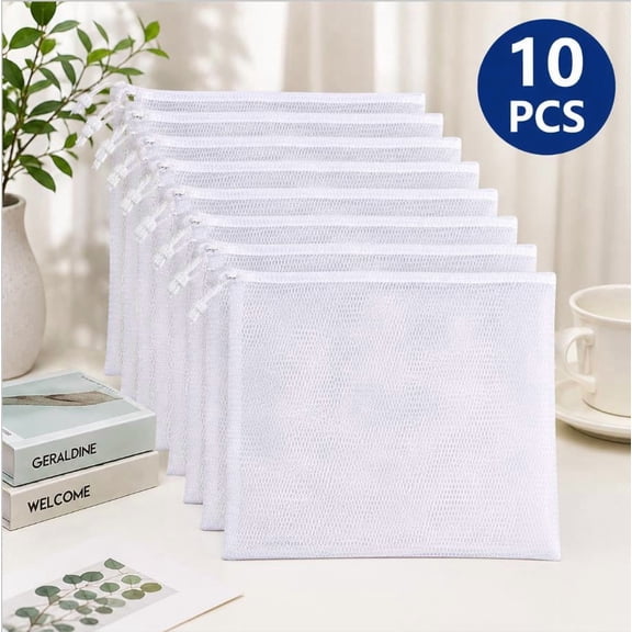 Plertrvy 10 Pack Soap Saver Mesh Bags, Foaming Soap Net Pouch, Facial Cleanser Lather Bag, Hanging Soap Holder, Bath Shower Travel Accessories (White)