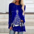 thumbnail image 6 of SDNall Womens Plus Size Christmas Tops Long Sleeves Floral Casual Shirts Solid Pullover Loose Tunic Tops Christmas Tree Print Round Neck Long Dleeve Blouse Holiday Shirts (Blue, Sizes S-XXL), 6 of 9