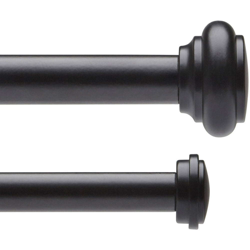 Mainstays 5/8" Matte Black Adjustable Double Curtain Rod, 2848", Black