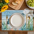 thumbnail image 4 of Coastal Turtle Placemats Set of 12, Nautical Ocean Shells Seaweeds Starfish Placemats for Dining Table, Place Mats for Kitchen Tabletop, Waterproof Wipeable Dining Table Mats Set, 4 of 9