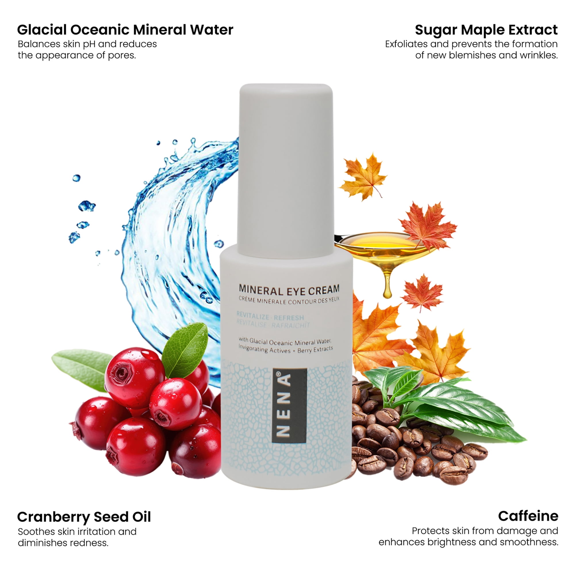 NENA Skincare Mineral Eye Cream, Eye Cream for Dark Circles, 0.5 oz