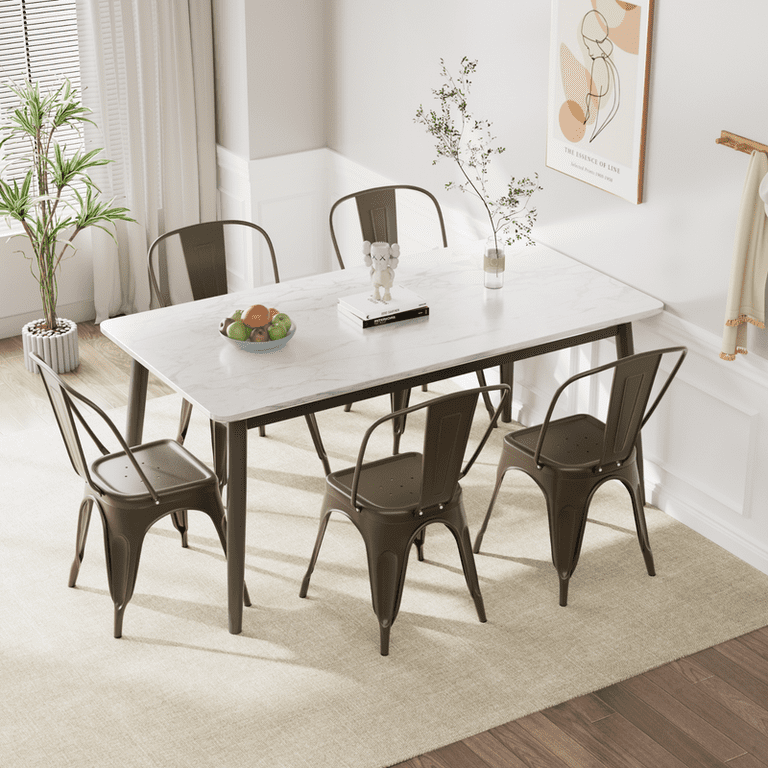 Furmax Heavy Duty Industrial Metal Dining Chairs, Set of for