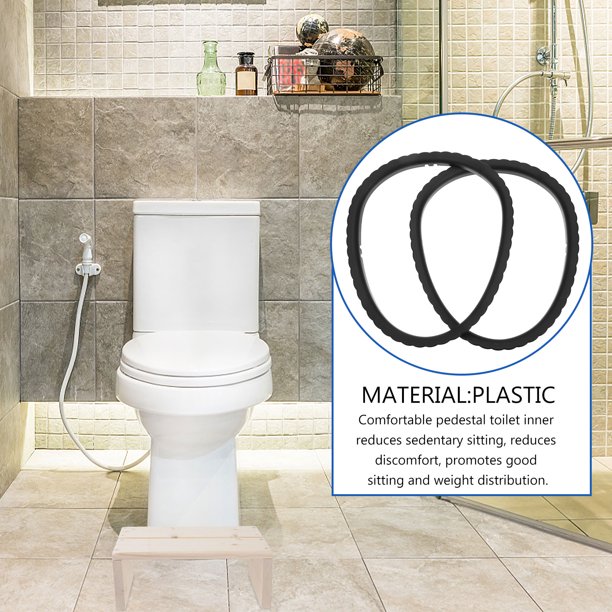 BESTYASH 2Ud Anillo Fijador Interior Para Asiento De Inodoro Con Bolsa Plástico Para Pacientes Y Personas Mayores Negro