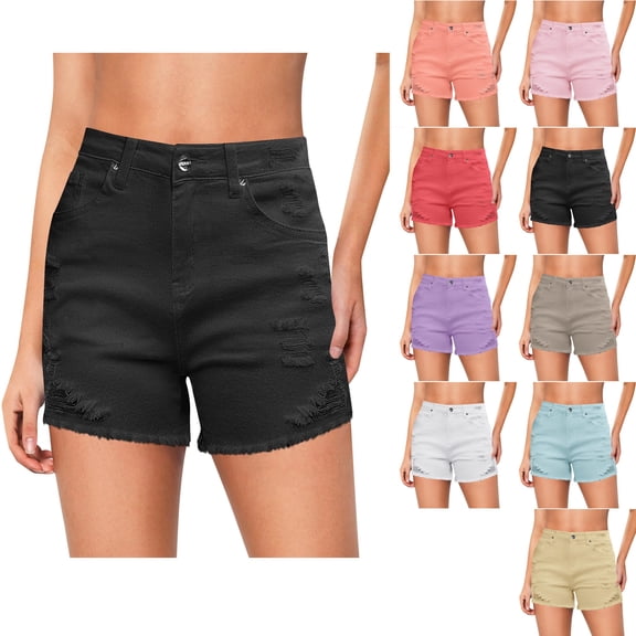 Women'S Spring And Summer Solid-Colored Perforated Fringed Shorts Everyday Shorts Summer Fashion Clothing Business Casual Outfits Athletic Stretchy