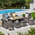 thumbnail image 4 of MEISSALIVVE 8 Pieces Outdoor Patio Furniture Set, Wicker Sectional Furniture Set with Dining Table,2 Swivel Chair & 2 Single Chair, 2 Ottomans (Gray), 4 of 9