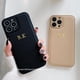 thumbnail image 2 of Funda de teléfono suave de PU de cuero con letras personalizadas de Corea para iPhone 13 12 11 Pro X XS Max XR 7 8 Plus, funda trasera lisa de lujo Tan Jianjun unisex, 2 of 2