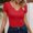 Red, variant on Women's Tops V Neck Shirts Short Sleeve Tshirt Fitted Basic Tees Summer Tunic Ribbed Sexy Clothes Casual Cute
