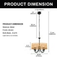 thumbnail image 5 of Briignite Boho-Chic 5-Light Rattan Chandelier – Hand-Woven Wicker Pendant for Modern Farmhouse Dining, Living Room, Kitchen Island, and Bedroom, 5 of 7
