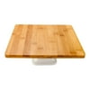 Hamptons Square Bamboo Serving Stand - with Porcelain Base - 9 3/4" x 9 3/4" x 4" - 1 count box