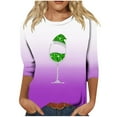 thumbnail image 1 of KIHOUT Nouvelles Arrivées T-Shirts de la Saint-Patrick pour Femmes, Blouse Dégradée à la Mode pour Femmes, Vert Imprimé Graphique, Col Rond, Manches 3/4, T-Shirt Ample, Taille P-3TG, 1 of 4