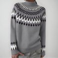 thumbnail image 2 of larppty Women's Fair Isle Sweater Casual Crewneck Long Sleeve Lightweight Vintage Knit Jumper Tops (Grey, XXL), 2 of 8