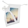 thumbnail image 2 of Vintage Bike Fabric Pouch Set of 2, Retro Filter Sunset and Bicycle in Pastel Tones Hipster Joyful, Drawstring Bag for Toiletries Masks and Favors, 9" x 6", Pale Blue Black and Peach, by Ambesonne, 2 of 2