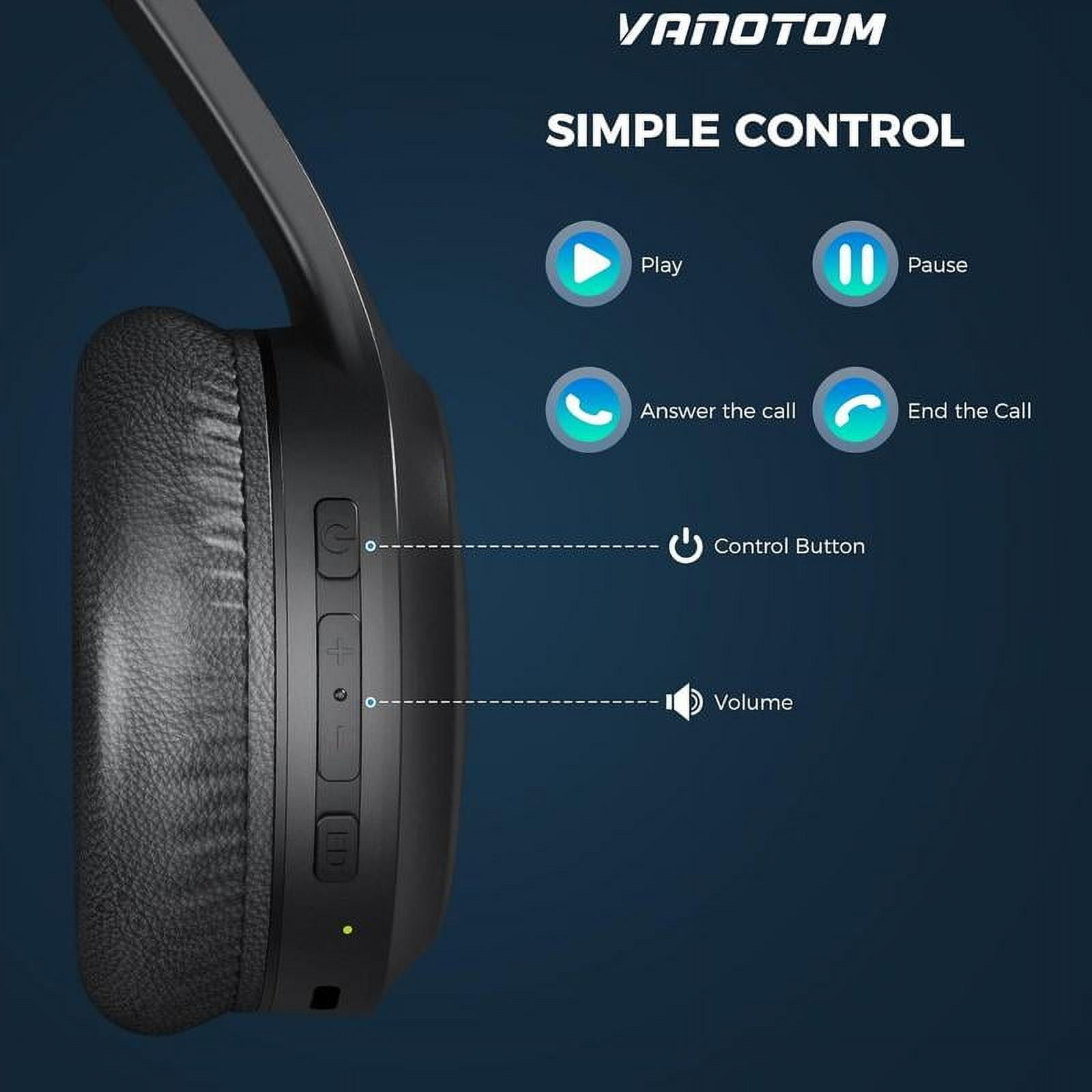 VANOTOM Wireless Headphone, Foldable Bluetooth Headphones Over Ear, Wireless Headset for Gaming, Phones, Computers, Electronics Audio Headphone Arrived before Christmas