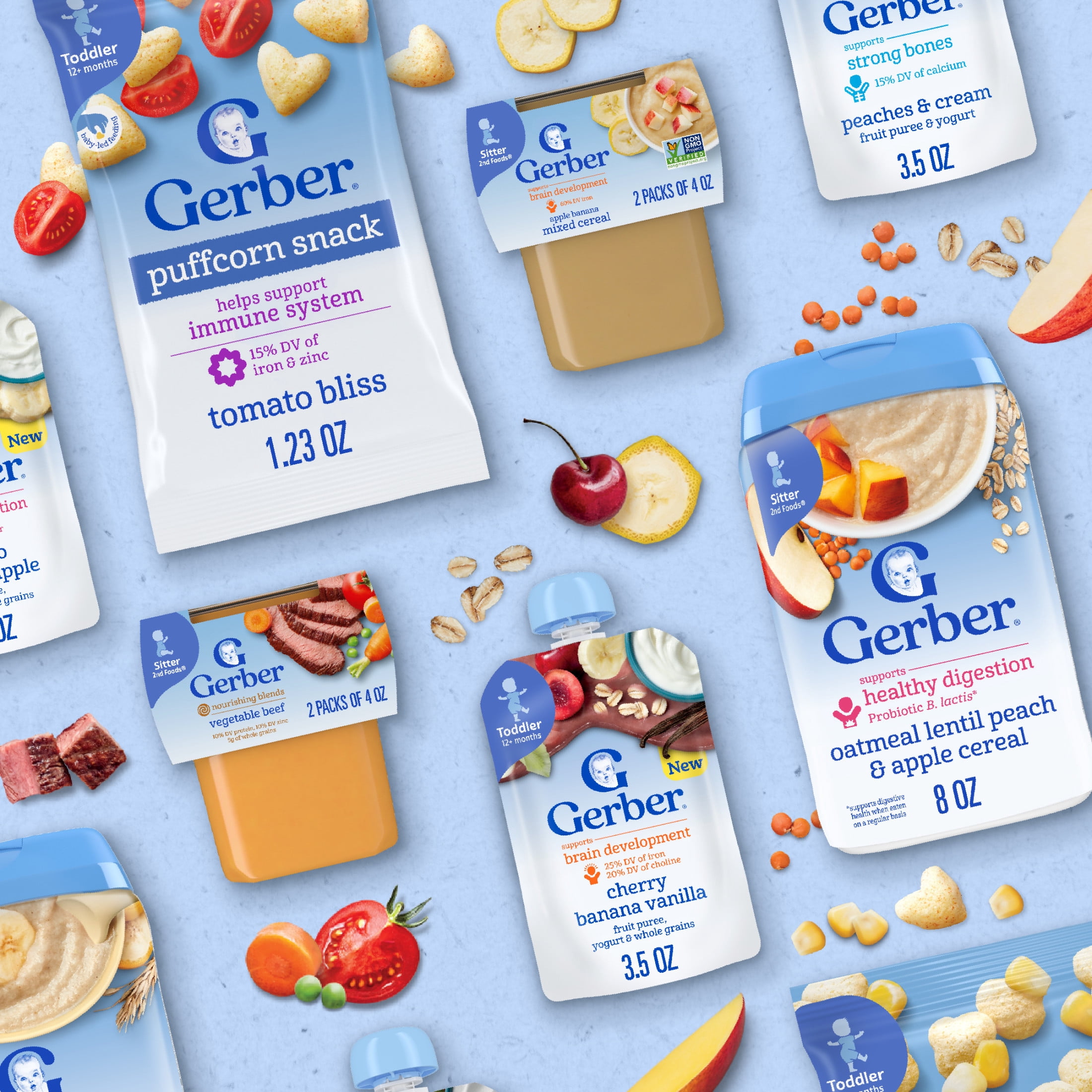 (4 pack) Gerber Toddler Snacks, Tomato Bliss Puffcorn Snack, Kernel Free, Toddler Food 1.23 oz