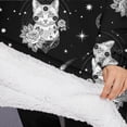 thumbnail image 3 of Oversized Wearable Blanket Hoodie,Black White Cat Rose Moon Star Pattern Sherpa Blanket Hoodie with Super Pockets,Super Warm Fuzzy Pullover for Women & Men, 3 of 6