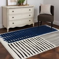 thumbnail image 3 of Area Rugs for Living Room Bedroom, Navy Blue Striped 4'x6' Rug Washable Carpet Runner Indoor Outdoor, Farmhouse Stripes Modern Abstract Art Non Slip Accent Floor Mats Rug for Kitchen, Office, 3 of 8