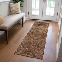 Addison Rugs Chantille Indoor/Outdoor Transitional Floral Paprika Washable Runner Rug, 2'3" x 7'6"