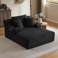 thumbnail image 2 of Leumius Oversized Chaise Lounge Chair Indoor,Cloud Plush Corduroy Upholstered Sofa Bed with Cupholders,Deep Seat Boneless Sofa with Pillows for Living Room Bedroom, No Assembly Required,Black, 2 of 9