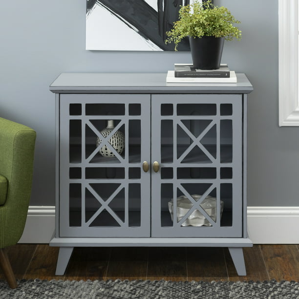 2 Door Grey Accent Cabinet, Small Accent Cabinet With Doors