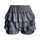 thumbnail image 4 of Pantalones cortos de encaje de tres puntos con cintura elástica y capa de gasa para mujer - Blanco/Negro (S-L), 4 of 4