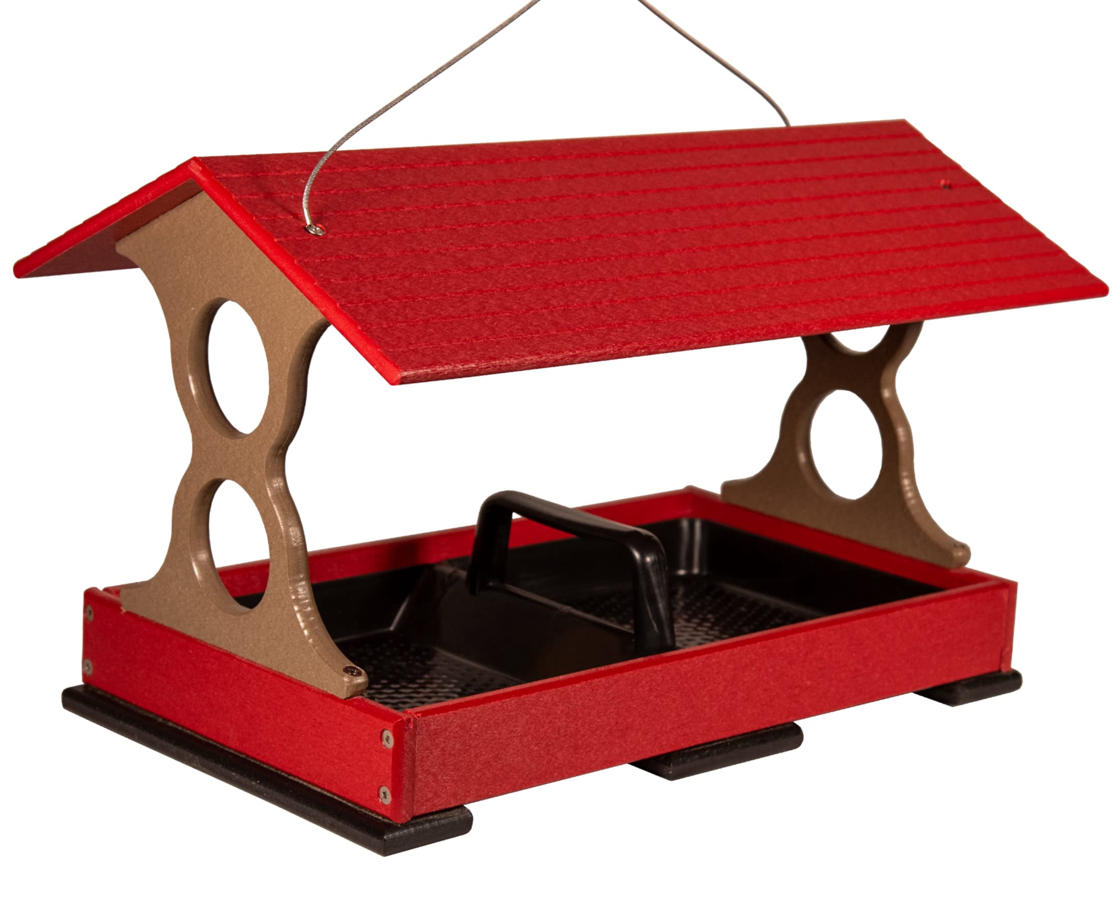 JCs Wildlife Large Fly Thru Bird Feeder (Cardinal Red and Tan, Feeder Only)
