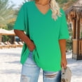thumbnail image 4 of LADIGASU Women's Oversized Casual V-neck Short Sleeved Solid Summer Base Shirt Sports T-shirt, 4 of 6