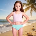 thumbnail image 6 of Qicasul Girls Swimwear Two Piece Swimsuits Upf 50+ Sun Rash Guard Swim Shorts For Toddler Kids Beach Pool Casual Light Blue,100, 6 of 6