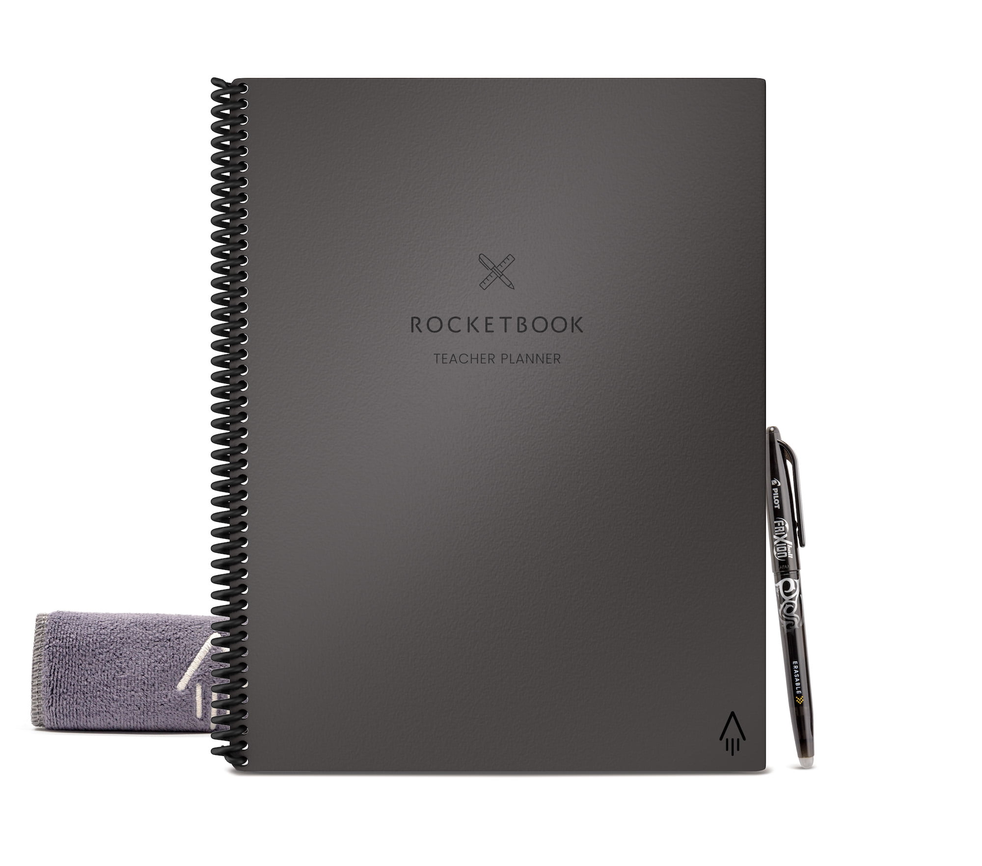 Rocketbook Teacher Planner - Smart Reusable Notebook - Gray - Letter Size Eco-Friendly Notebook (8.5' x 11') - 48 Page, 8 Page Types - Includes 1 Pen and Microfiber Cloth