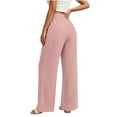 thumbnail image 6 of Aezemi Straight Leg Pants for Women, Linen Flowy Palazzo Drawstring Elastic Waist Trousers with Front Pockets, Summer Beach Vacation&nbsp;casual Trousers, 6 of 7