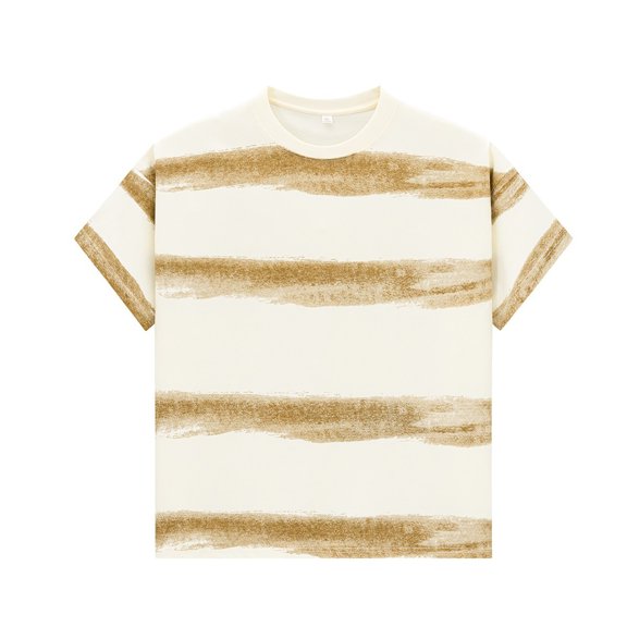 2025 Summer Heavy Retro Wash Striped Short Sleeve T-Shirt, Loose Fit, 100 Gaug Heavy, Unisex, Breathable