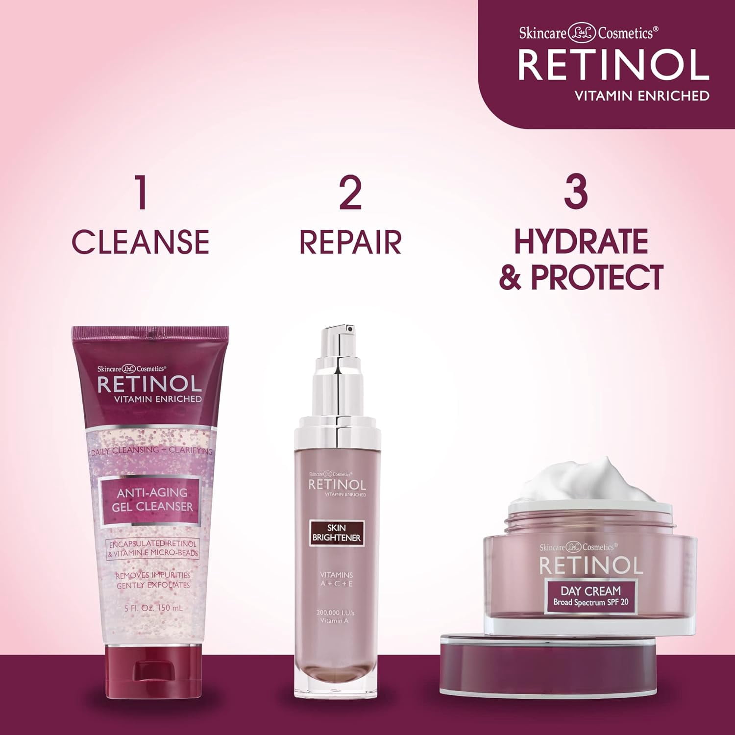 Retinol Day Cream with Broad Spectrum SPF 20, Anti-Aging Moisturizer, 1.7 oz