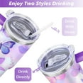 thumbnail image 5 of Watercolor Butterfly Gradient 40 Oz Tumbler with Handle Lid and Straw, Stainless Steel Double Walled Vacuum Insulated Cup, Cute Birthday Gifts Tumbler for Women Men Friends, 5 of 7