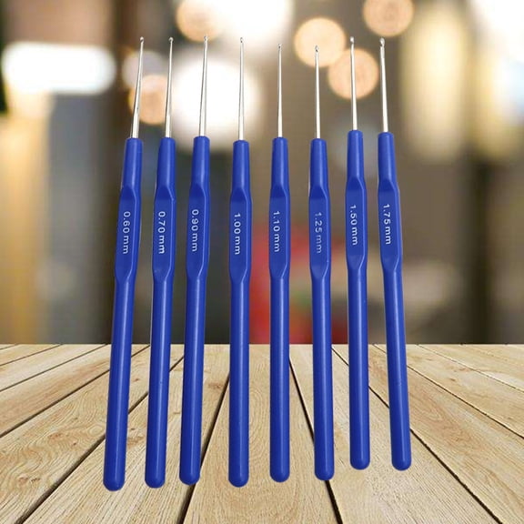 SOPOTUTU Crochet Hooks Blue Stainless Steel For Knitting Lovers Diy Projects 8Pcs 0.6Mm