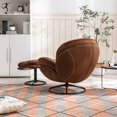 thumbnail image 4 of Velvet Swivel Accent Chair with Ottoman Set, Modern Lounge Chair with Footrest and Metal Base Comfy Armchair with 360 Degree Swiveling Single Sofa Chair Accent Chairs for Living Room, Brown, 4 of 7