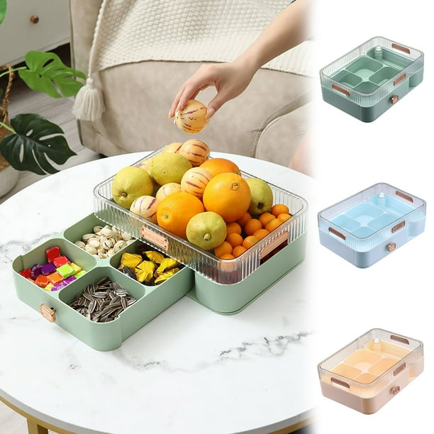 Ganfancp Caja de Fruta Giratoria Desmontable Cajón de Doble Compartimento Organizador de Fruta Platos de Fruta Seca Platos de Fruta de Calidad Alimentaria para El Hogar Ofertas Del Día Liquidación 1*