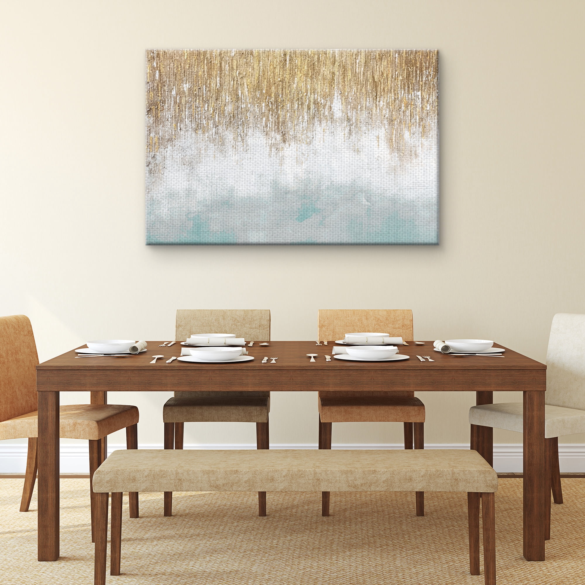 Masterpiece Art Gallery Sage Blue & Gold Shimmer Abstract by Willowbrook Fine Art Canvas Art Print 24" x 36"