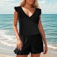 thumbnail image 1 of GZWYHT Womens Swimsuits One Piece Swimsuit Women Women Swim Romper With In Bra And Pockets Full Coverage Bathing Suits Swimsuit Swimsuits for Curvy Women Bathing Suit for Women Black 3XL, 1 of 6