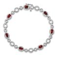 thumbnail image 5 of Primal Silver Sterling Silver Rhodium-plated Diamond and Garnet Oval Link Bracelet, 5 of 5