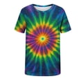 thumbnail image 4 of Rvwovn Men's Colorful Tie-Dye Crewneck T-Shirt, Loose Fit Outdoor Daily Tee with Multi Colors, 4 of 5