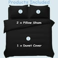 thumbnail image 3 of Amay Organic Cotton Duvet Cover Set, 3 Piece, 500 Thread Count, Full Size Bedding Set Black Solid Luxury Comforter Quilt Cover with Zipper & Ties, 3 of 9