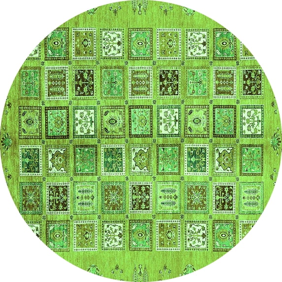 Ahgly Company Indoor Round Abstract Green Modern Area Rugs, 6' Round
