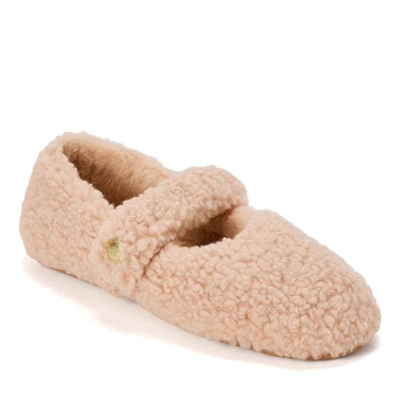 Dearfoams Women's Maryanne Luxe Teddy Maryjane Slippers
