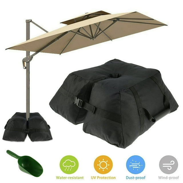 Base de Parasol de Patio Sac de Poids Base de Parasol Détachable Sacs de Sable Polyester Résistant aux Déchirures Mât de Drapeau Sac de Sable Fixe avec Poignées Support de Parasol Base pour Extérieur Plage Jardin