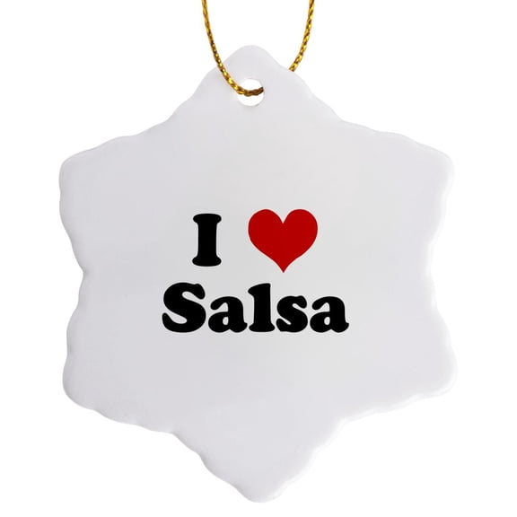3dRose, I Love Salsa, 3 inch Snowflake Porcelain Ornament