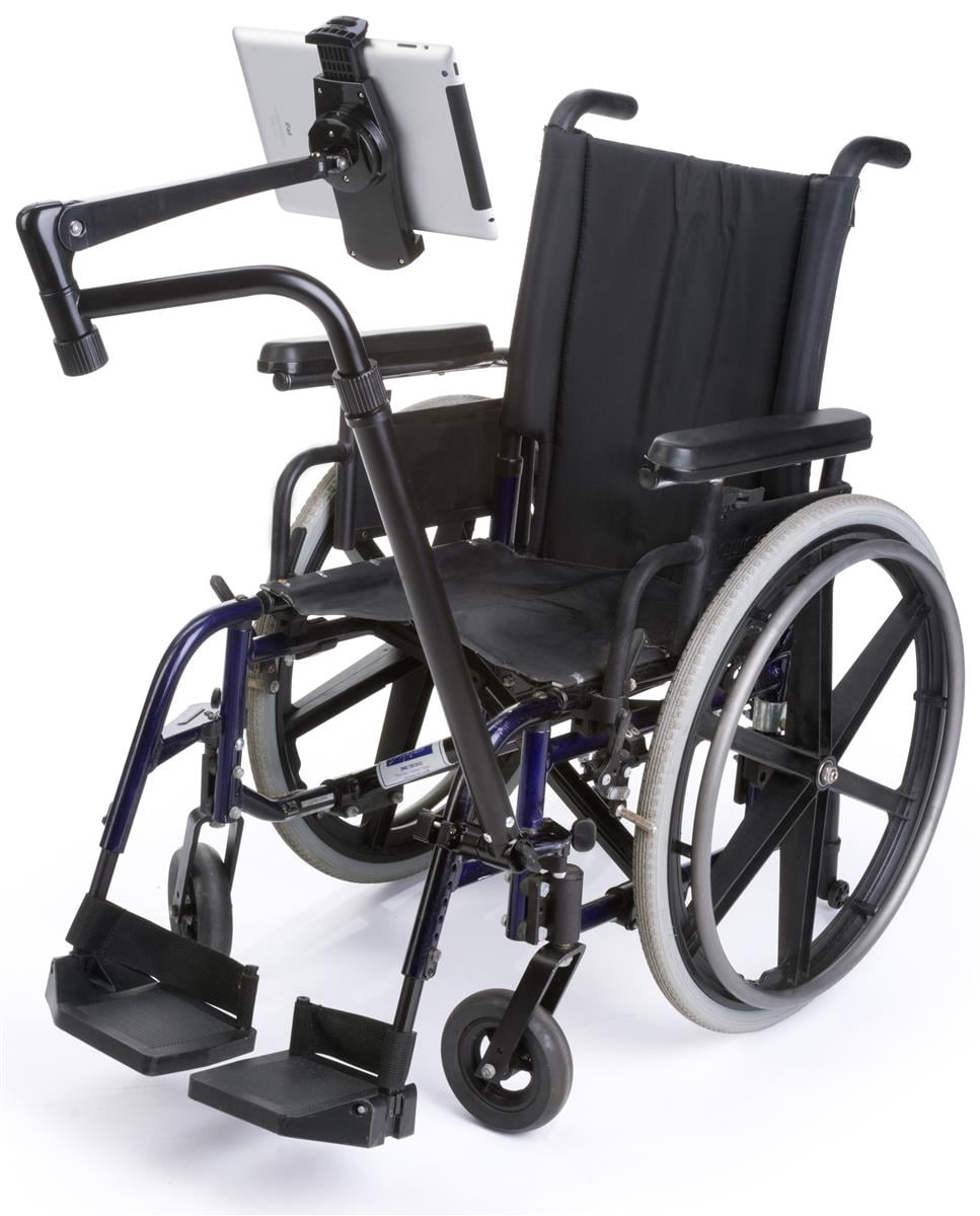 "Displays2go Universal Wheelchair iPad Mount, Rotatable, Tiltable, Extendable for 710"" Tablets