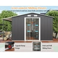 thumbnail image 5 of Jocisland 12x12x6.6 ft Galvanized Metal Storage Shed with Sliding Doors & Ramp, 2 Window & Vent, Weather-Resistant Outdoor Tool/Garden Shed, Dark Grey, 5 of 8