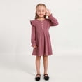 thumbnail image 3 of Hotiary 2-7Y Girls Fall Winter Casual Ribbed Knit Dresses Ruffle Long Sleeve Sweater Dress Button Party Holiday Dress, 3 of 8